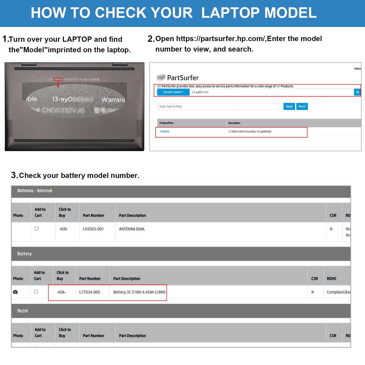 Futurebatt close-up label with model numbers for easy verification benefit