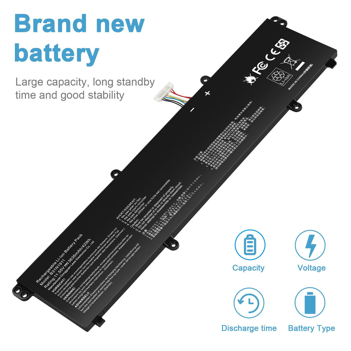 Futurebatt powering laptop with visible charge indicator for restored runtime