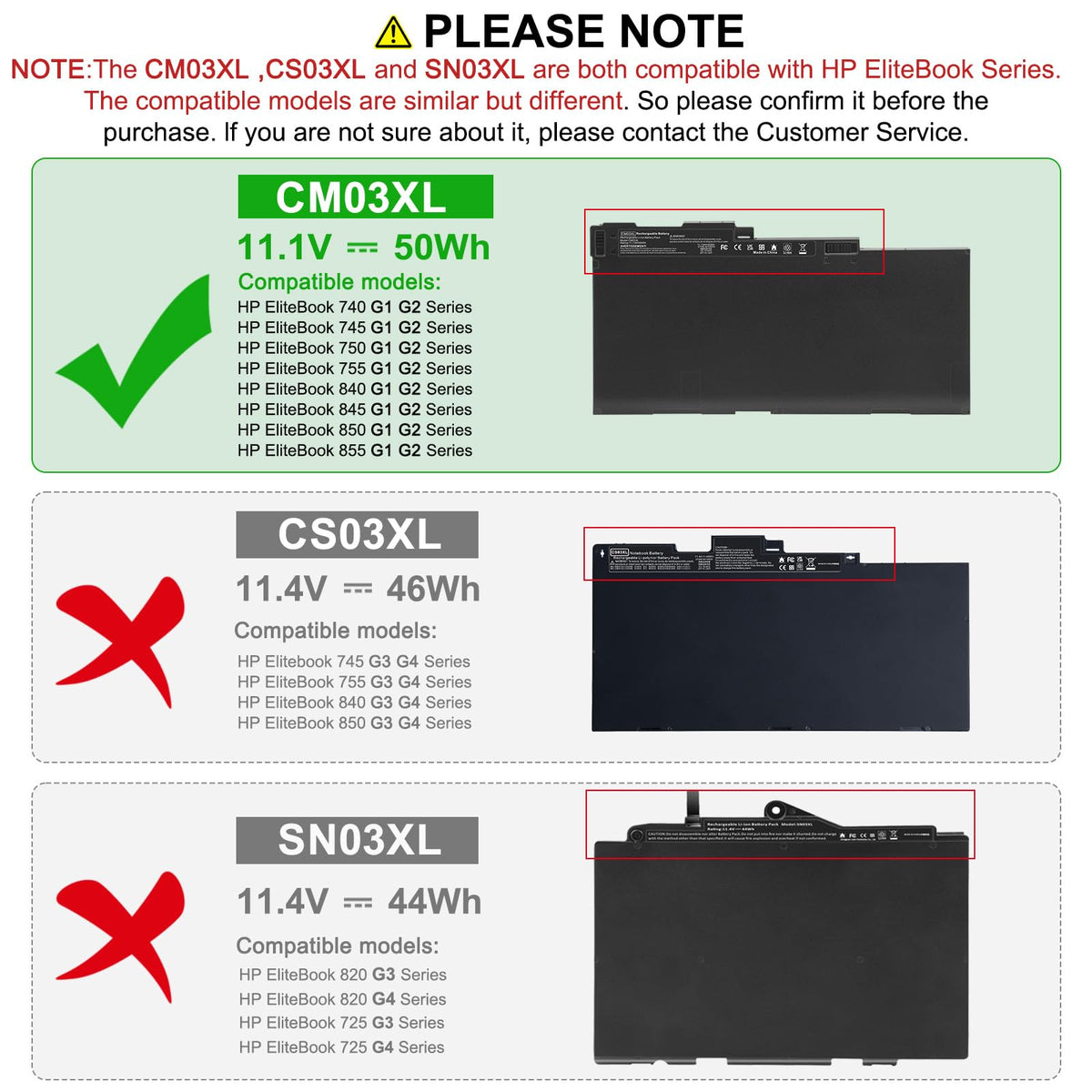 Futurebatt CM03XL battery side edges, slim profile for easy replacement