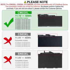 Futurebatt CM03XL battery side edges, slim profile for easy replacement