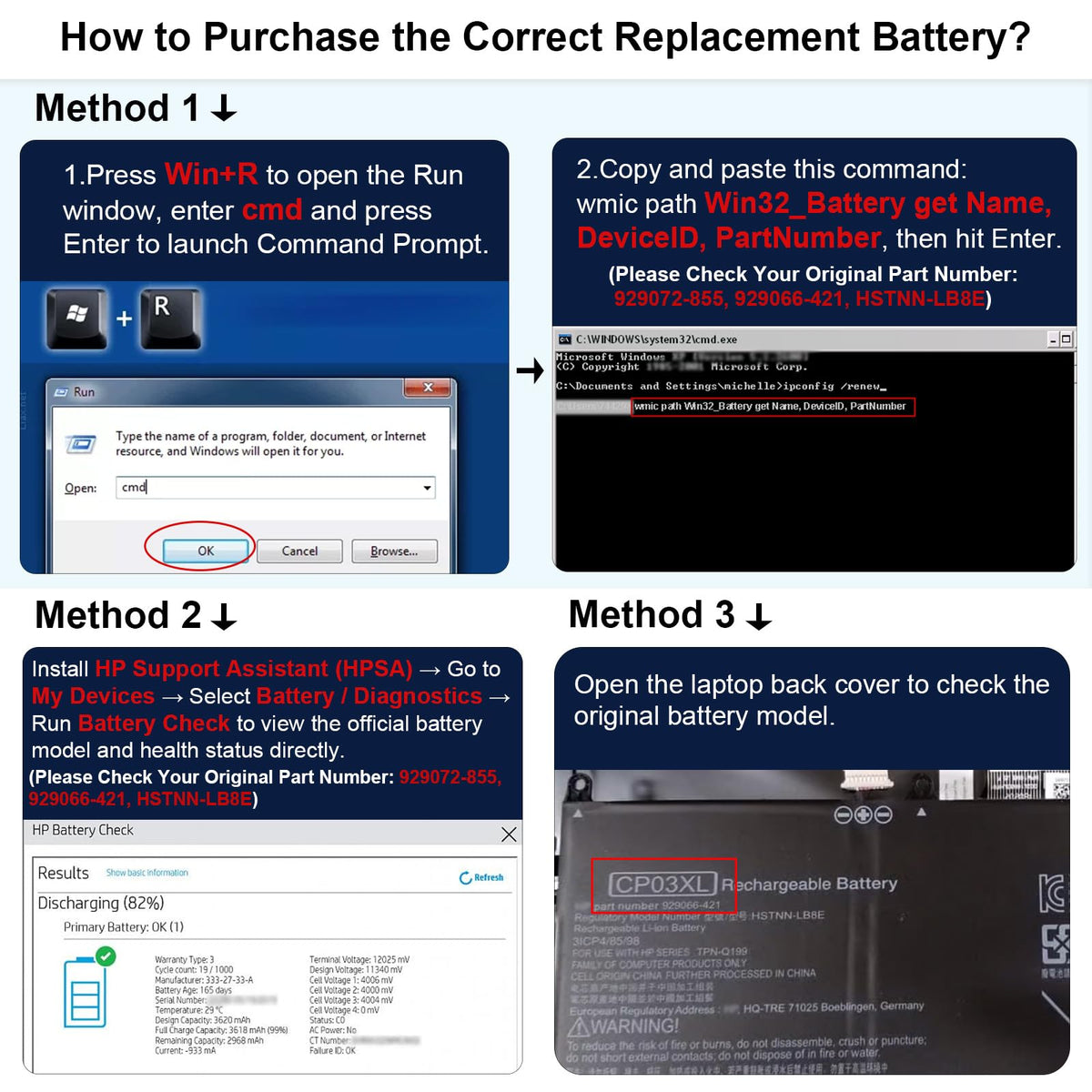 Futurebatt CP03XL installed in HP Spectre x360 demonstrating compatibility