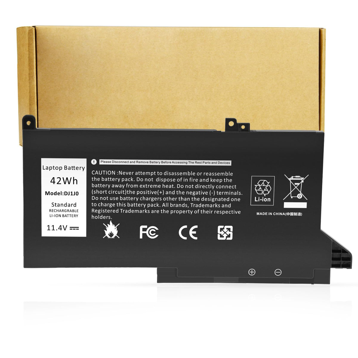 Futurebatt Dell DJ1JO battery front view for safe and reliable power