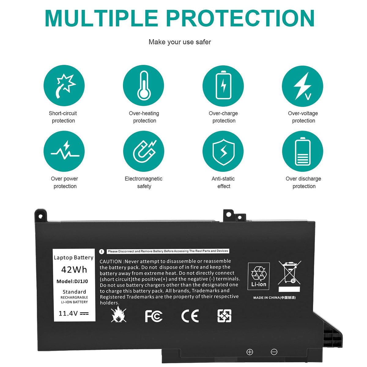 Futurebatt Dell DJ1JO battery label with model 451-BBZL for quick verification