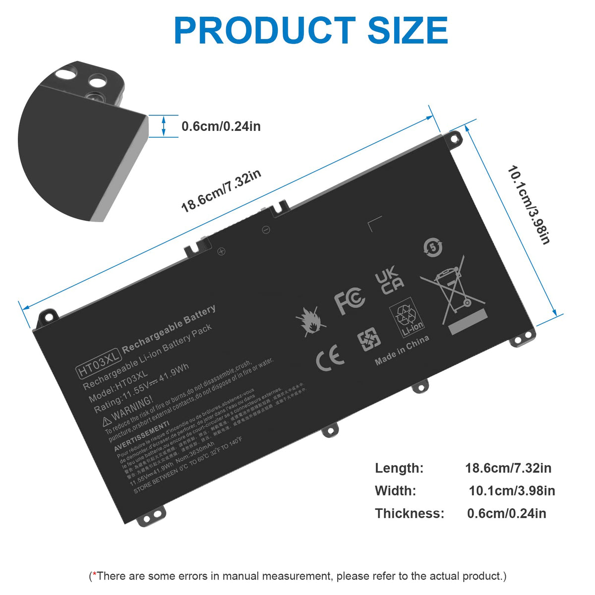 Futurebatt HT03XL battery back cover area shows snug HP notebook fit