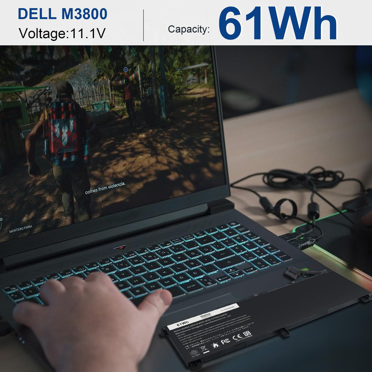 Futurebatt installed inside Dell XPS 15 showing neat fit and restored power