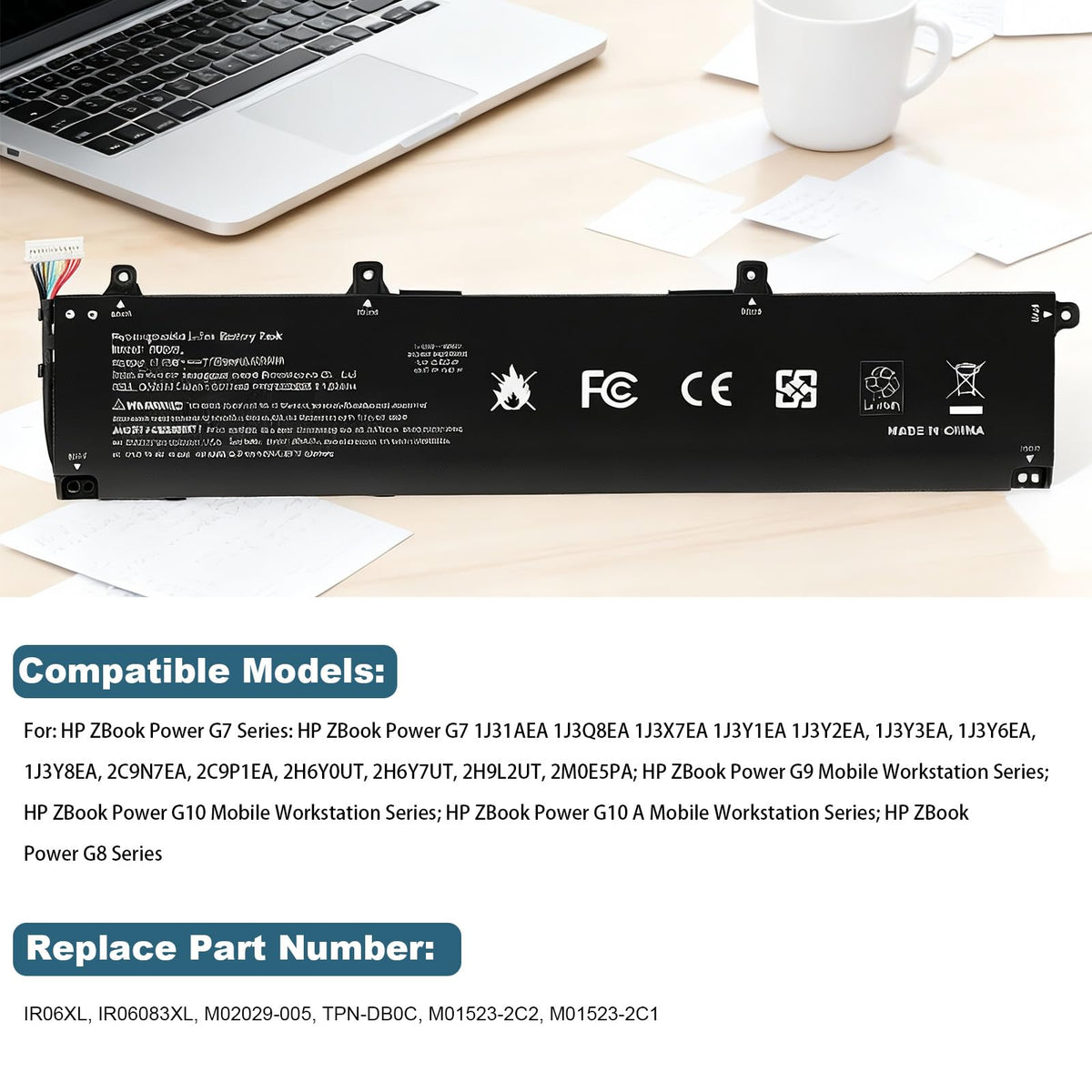 Futurebatt IR06XL label close-up with specs for easy identification