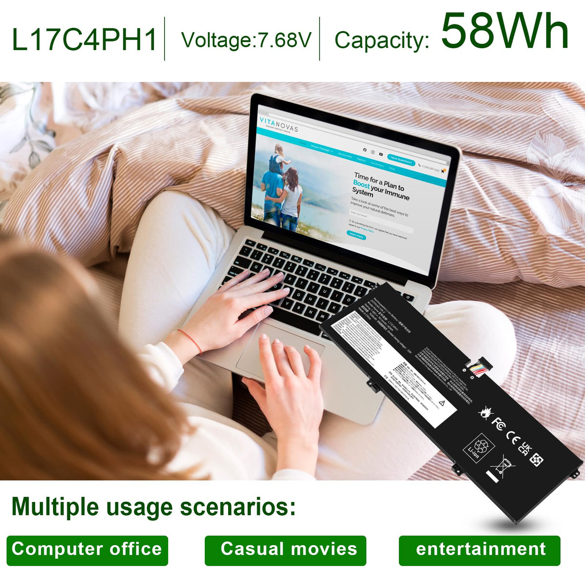 Futurebatt label and part numbers confirming compatibility benefit