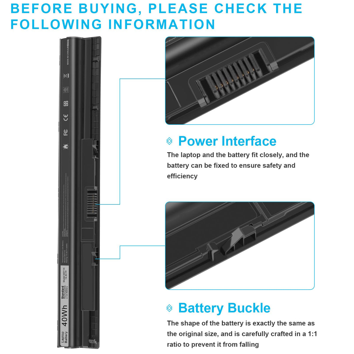 Futurebatt M5Y1K battery compatibility chart clarifies series fit.