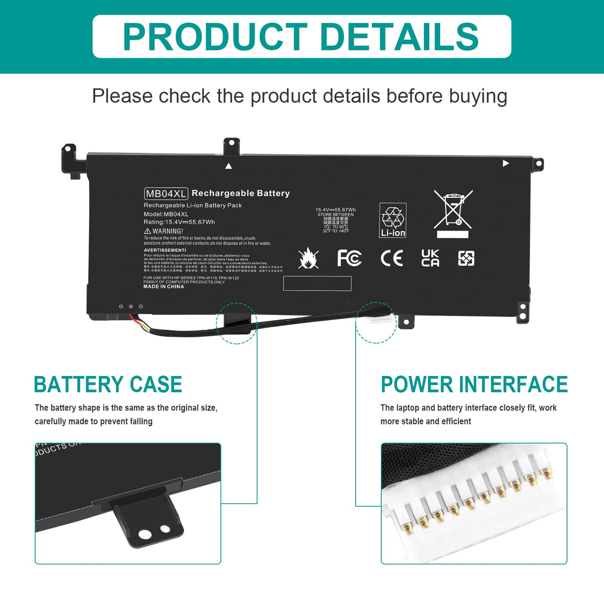 Futurebatt MB04XL mounted inside HP Envy x360 demonstrating direct compatibility