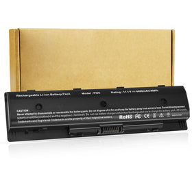 Futurebatt PI06/PI09 battery for HP Envy 14, close-up of compatibility label and fast-charge potential.