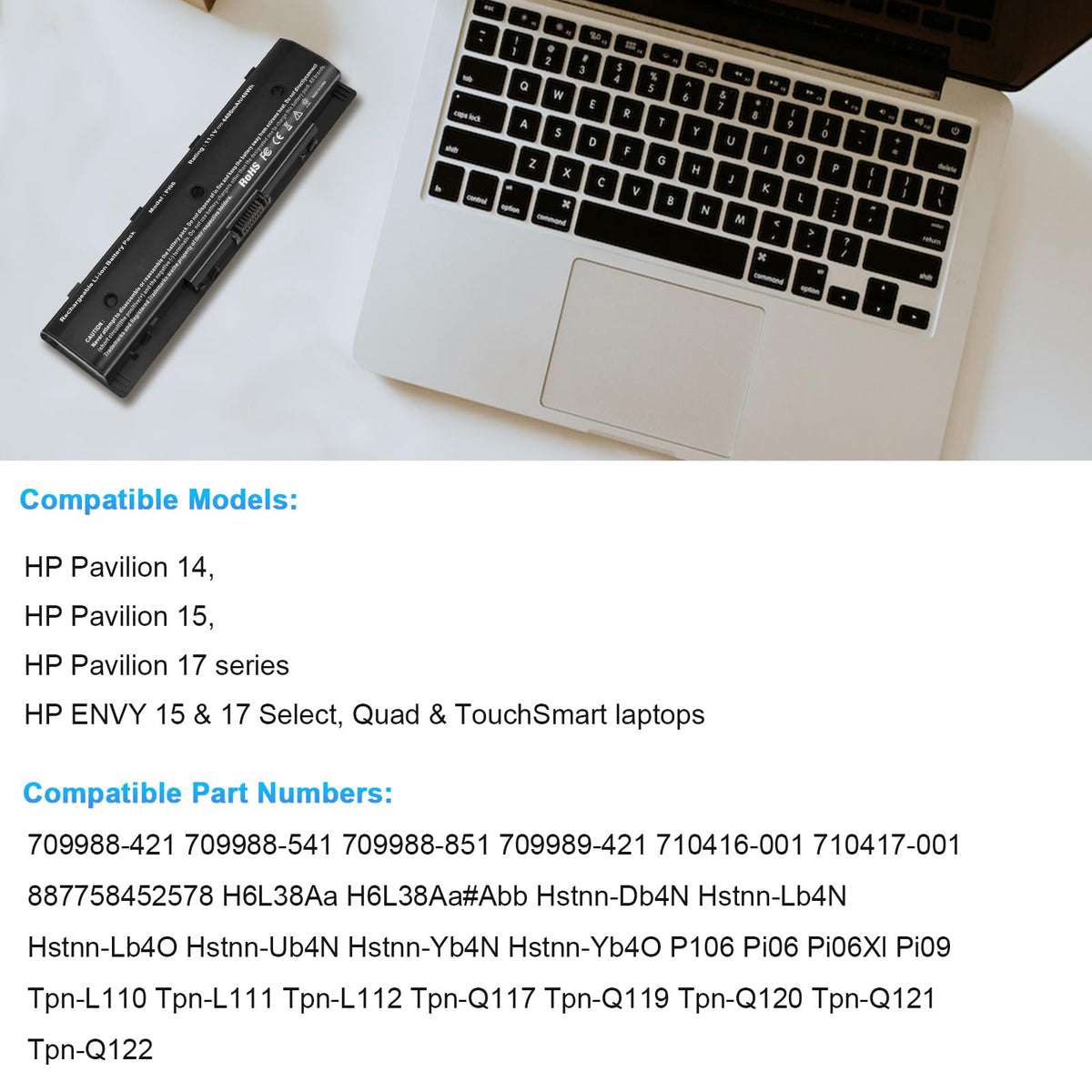 Futurebatt PI06/PI09 battery for HP Envy M7 series, balanced capacity and quick topping.