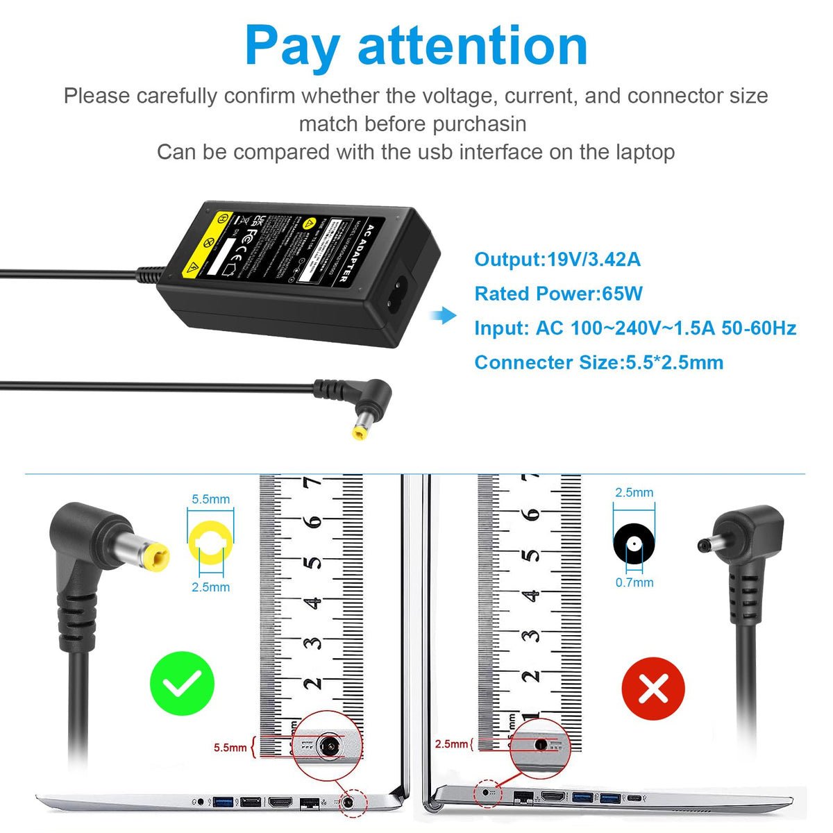 Futurebatt power cord included highlights ready-to-use convenience