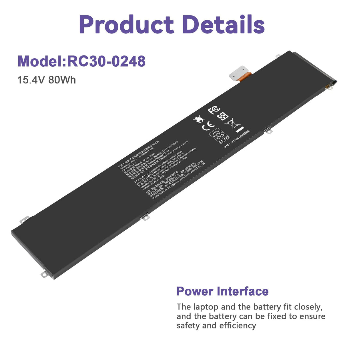 Futurebatt RC30-0248 quality check stamp on the battery