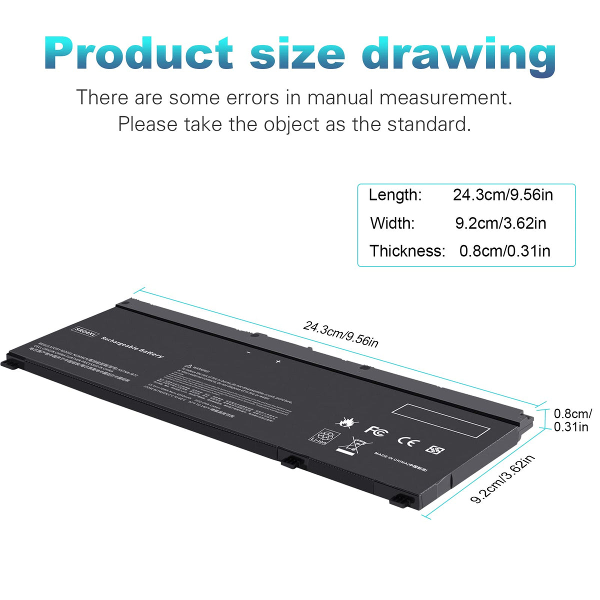 Futurebatt SR04XL packaging shows safe shipment and instructions