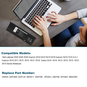 Futurebatt V6W33 installed in Dell laptop illustrating restored battery runtime benefit