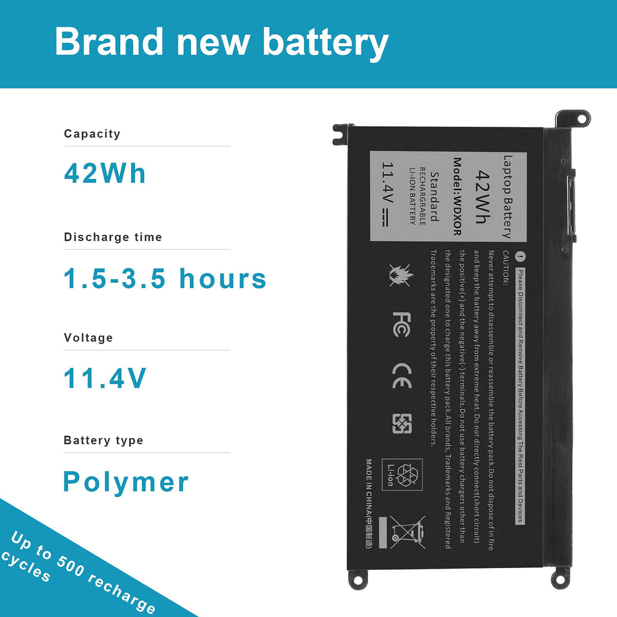 Futurebatt WDXOR battery rear view shows vented design.