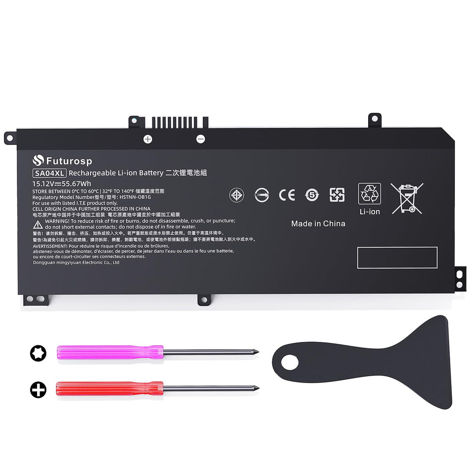 FUTUROSP SA04XL battery for HP Envy X360, front view, ready to install for extended unplugged use.