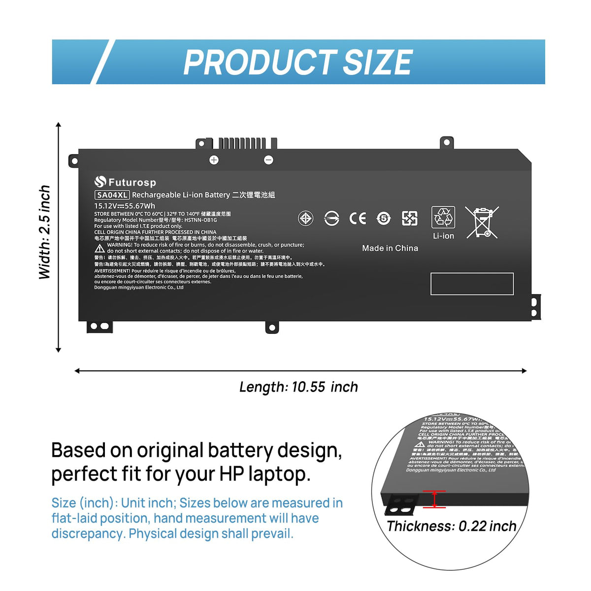 FUTUROSP SA04XL installation guide image, showing safe replacement steps for HP Envy X360.