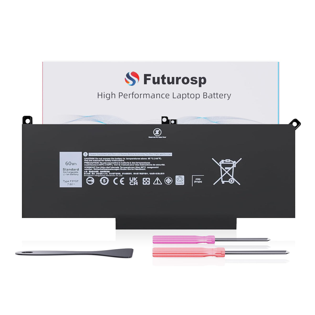 FUTUROSP Latitude 7480/7490 60Wh battery for Dell, extended portable power.