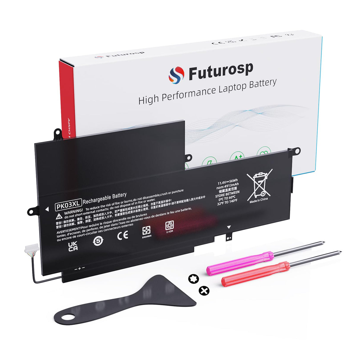 FUTUROSP PK03XL replacement battery powering HP Spectre X360 for all‑day reliability