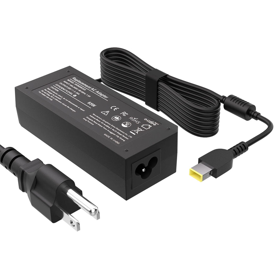 Futurosp 65W Lenovo charger with square yellow tip front view for stable charging