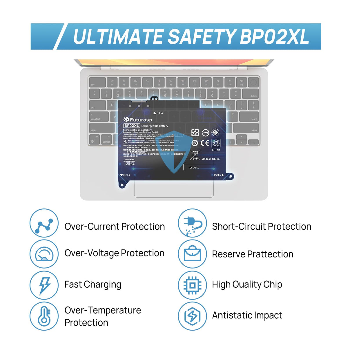 FUTUROSP BP02XL enhances HP Pavilion 15-AU062NR uptime between charges