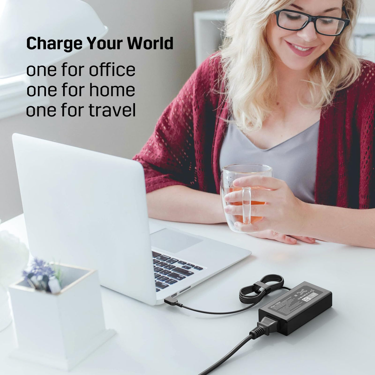 futurosp lifestyle desk setup showing convenient charging on workspace