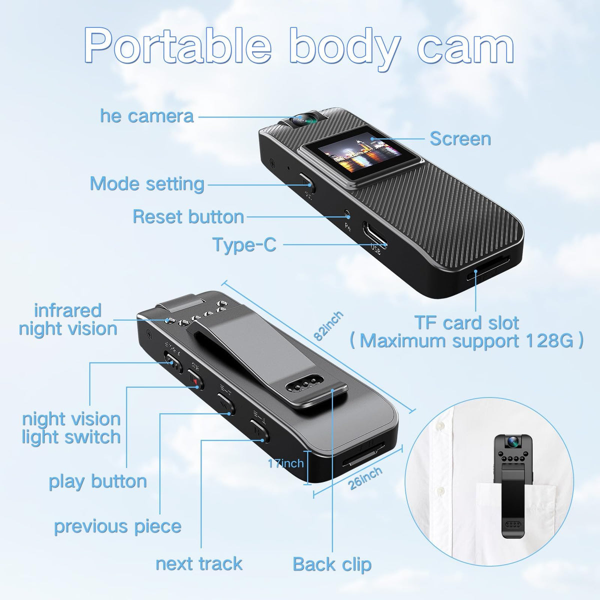 FUXGZ camera with magnetic back clip for easy attachment