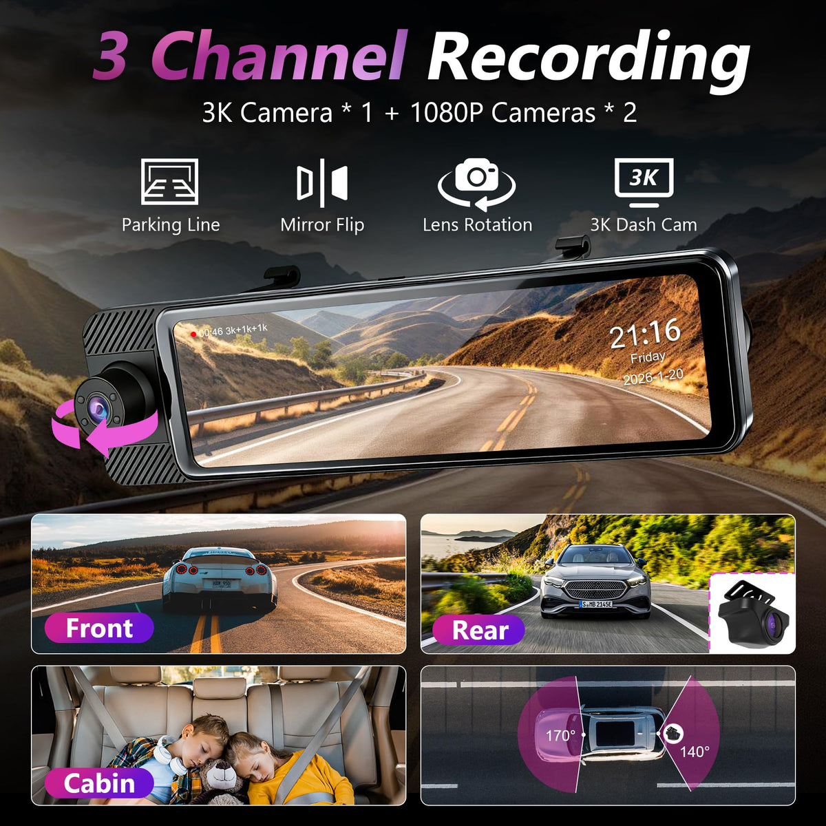 fuyuadas rear camera 1080p helps you see behind in low light and traffic
