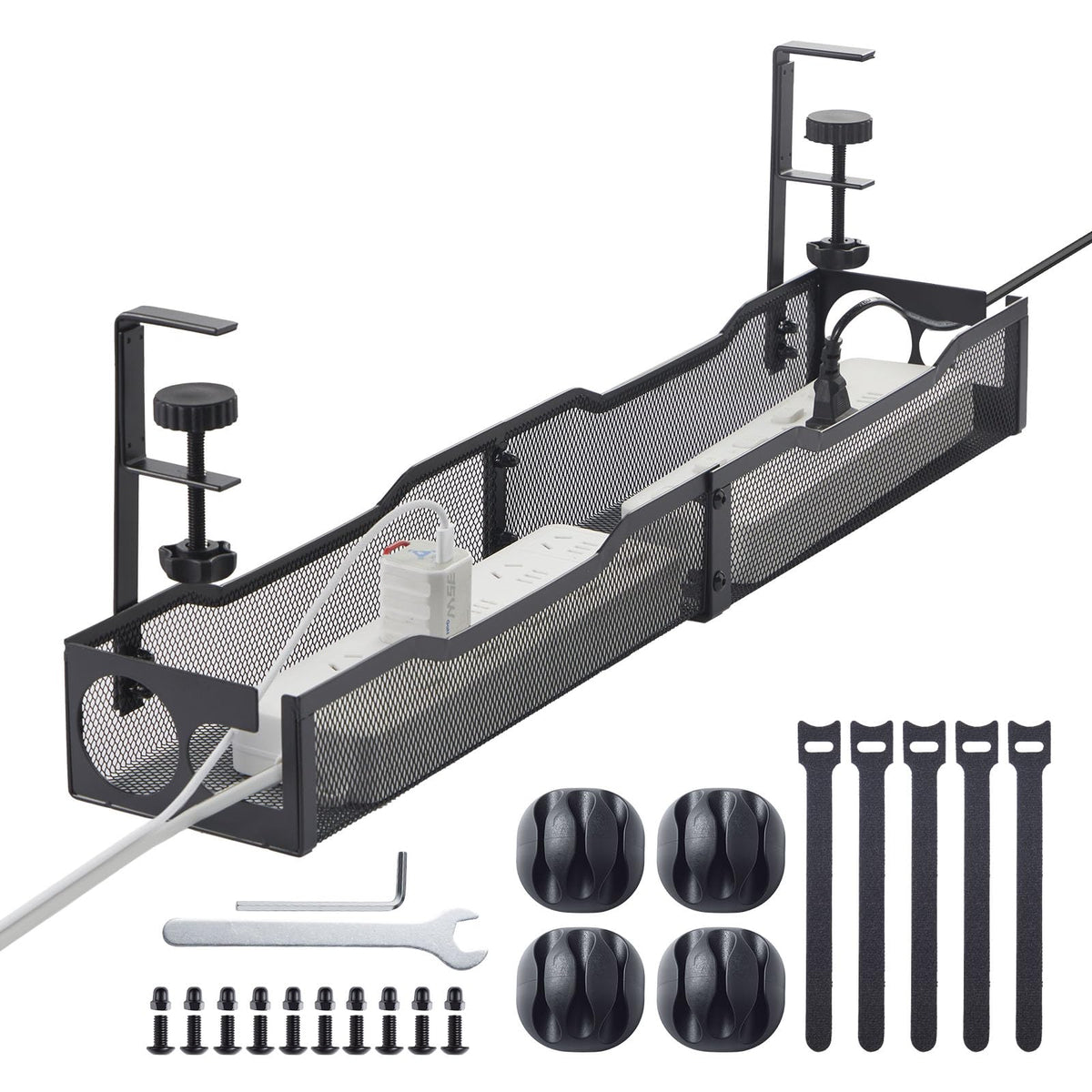 FXKJGHP front view of 25-inch tray showing neat under-desk storage benefit