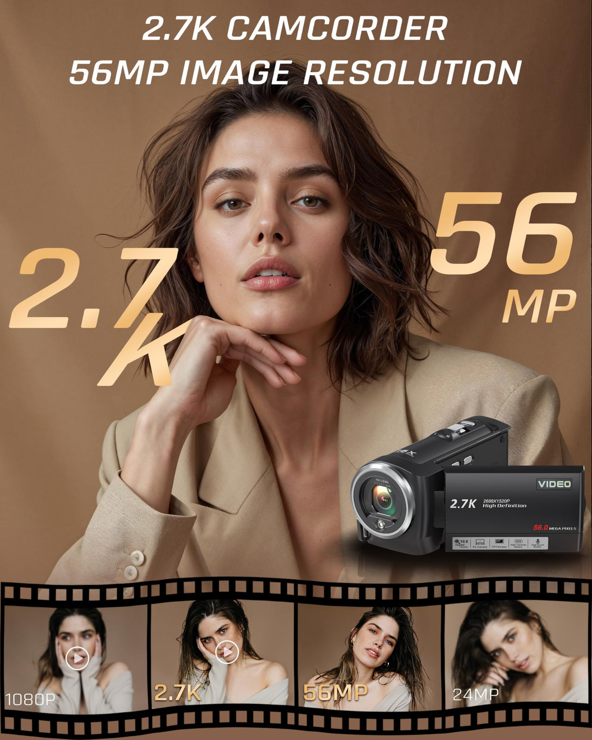 Fxmug camcorder demonstrates 2.7K video quality for crisp travel footage.