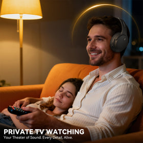 FXWONTY headphones connected via Bluetooth 5.4 and 2.4 GHz for reliable sync