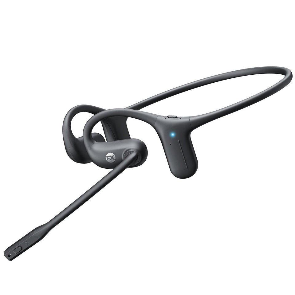 FXWONTY open-ear headphones side view showcase lightweight all-day wear.