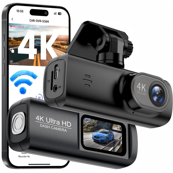 FYAIRO dash cam packed box showing product and branding, highlights easy setup
