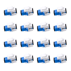 fyboptwu fiber optic coupler with SC Keystone simplex UPC in white housing.