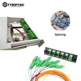 fyboptwu pigtail bundle installed in splice enclosure, neat routing improves organization and accessibility