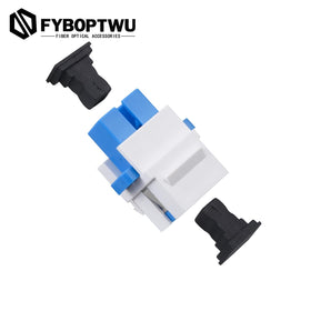 fyboptwu white keystone housing on wall plate-ready fiber coupler.