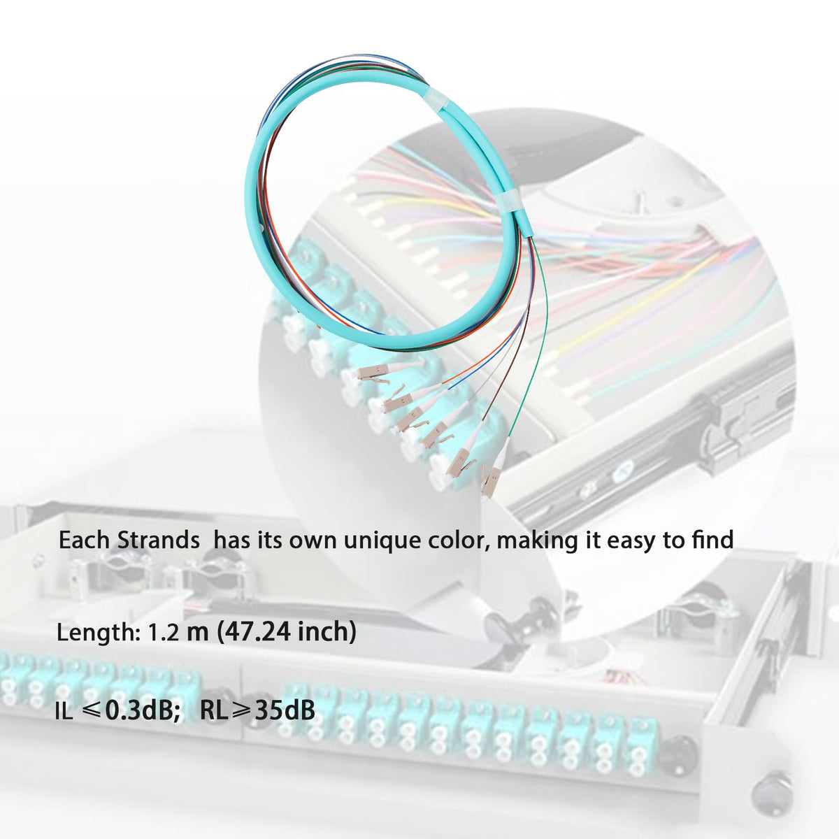 fyboptwu om3 multimode fiber pigtail 1.2m, four-pack, designed for engineering network setups.