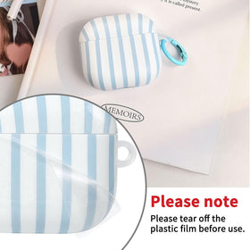 Fycyko AirPods 4 case striped blue back view showing durable shell.