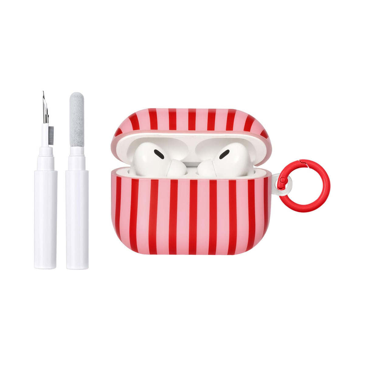 Fycyko AirPods Pro 3 case in striped red with soft TPU protection