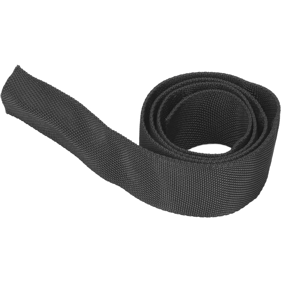 Fydun front view of rope protector sleeve showing clean black finish and quick fit benefit