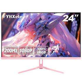 FYHXele 24-inch front view in pink for immersive gaming.