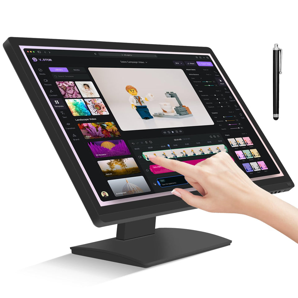 FYHXele 24-inch touchscreen monitor front view showing sleek design for office and home use