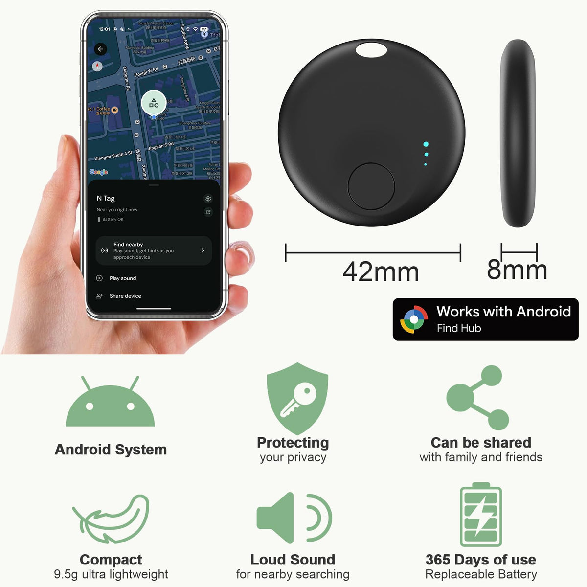 FYSCKEJI Air Tracker privacy protection with encrypted Android network.