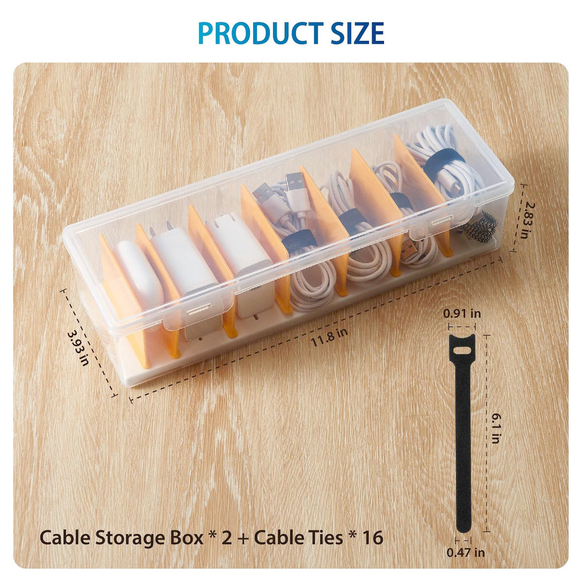 Fzooua box shows 16 cable ties included for cord security