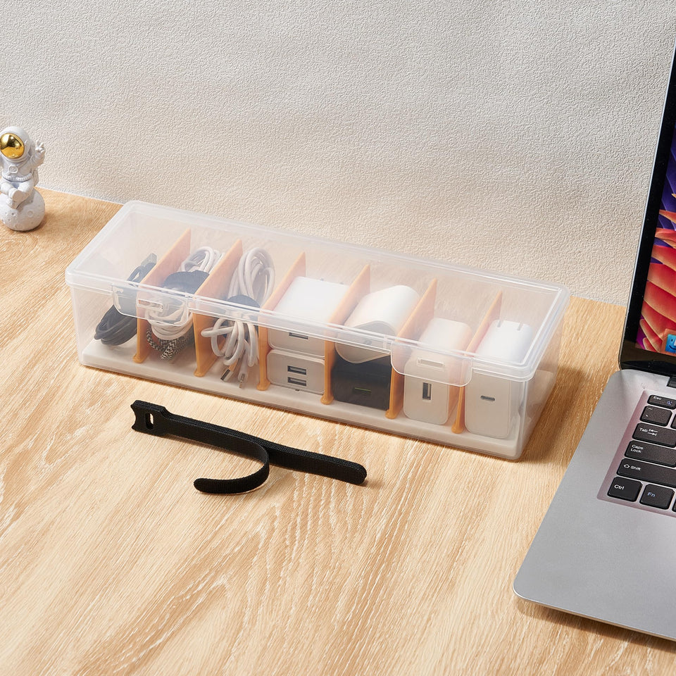 Fzooua front view showing clear organizer protecting and displaying cords