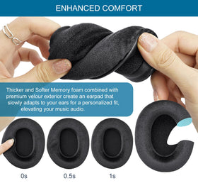 G GVOEARS ear pads installed on Sennheiser HD280 headphones demonstrating restored comfort and seal