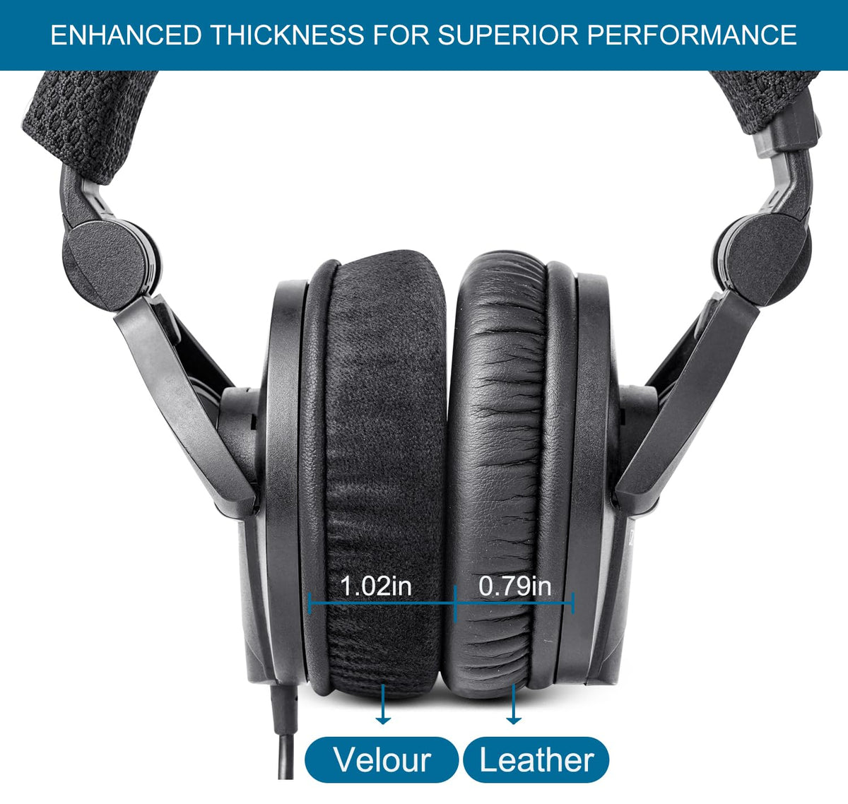 G GVOEARS side profile showing extra thickness that reduces ear contact and improves comfort