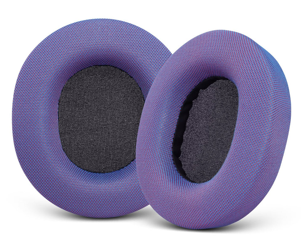 G GVOEARS front view of purple ear pads showing fit and color benefit