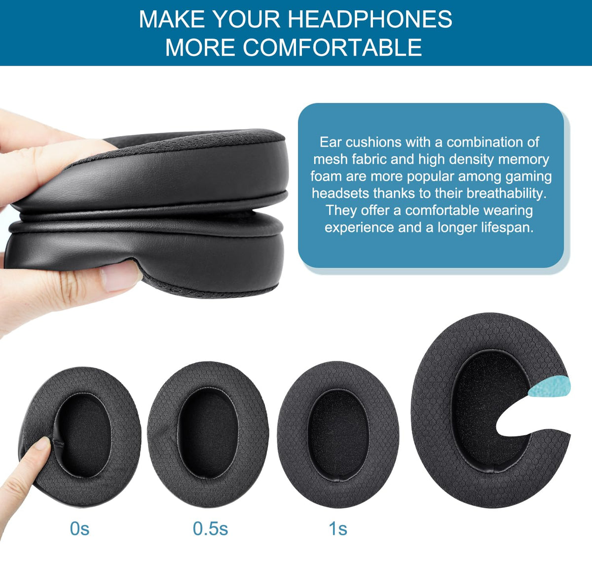 G GVOEARS pads installed on Sennheiser HD280 headphones for restored seal